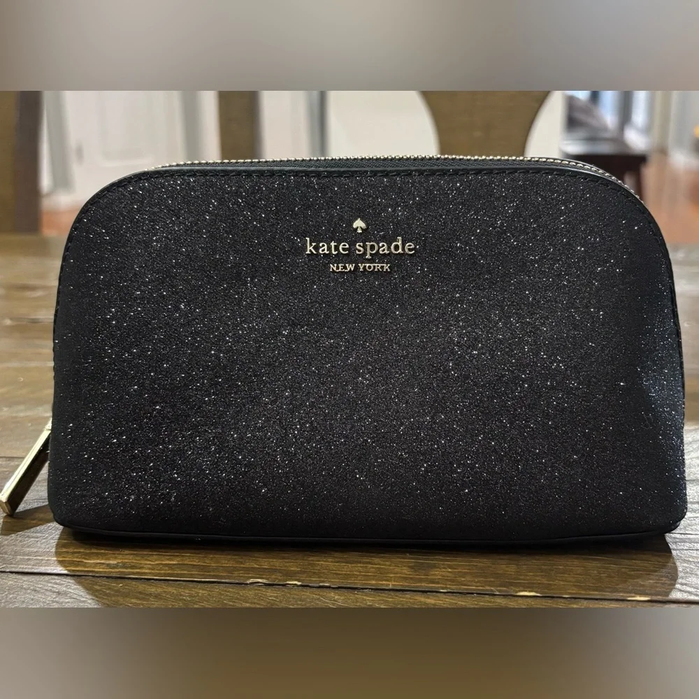 Kate Spade New York Shimmy Glitter Cosmetics Case in Black
